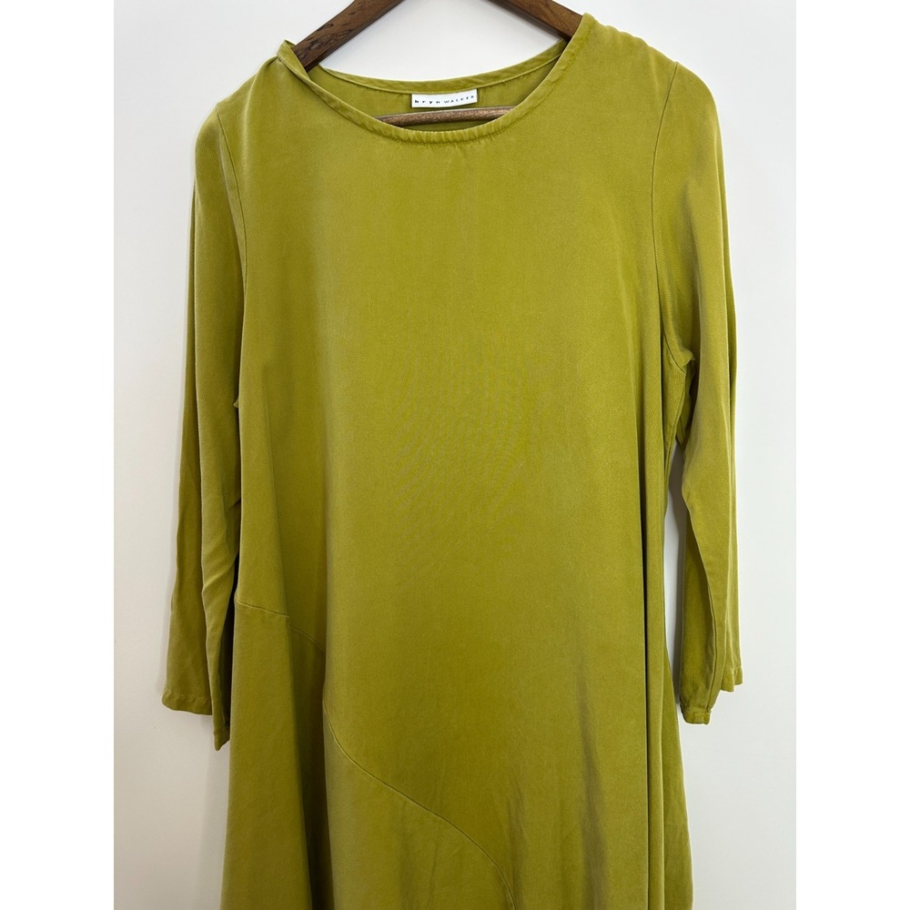 Bryn Walker Asymmetrical Hem Tencel Hi Lo Dress Small Green Minimalist Lagonlook - Picture 8 of 15